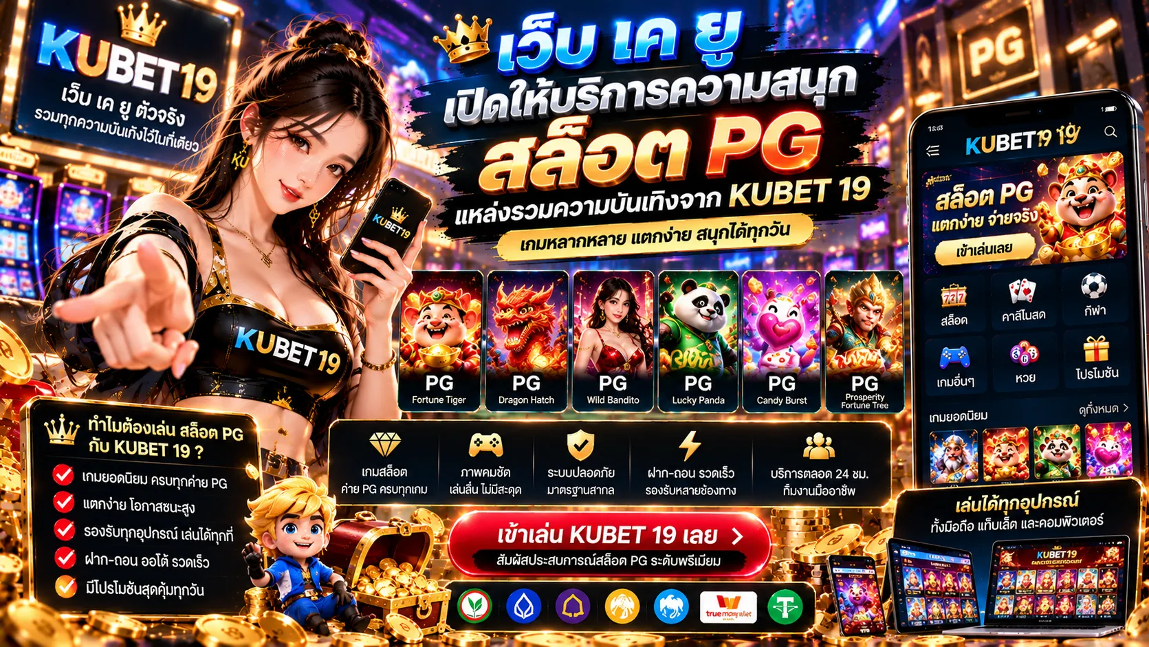 เว็บ เค ยู เปิดให้บริการความสนุก สล็อต pg แหล่งรวมความบันเทิงจาก KUBET 19